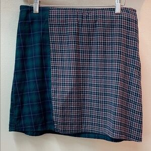 American Eagle Outfitters Checkered Mini Skirt - Teal and Navy